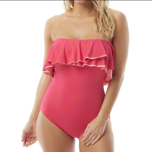 NWT Coco Reef HIBISCUS Contours Ruffled One-Piece Swimsuit Sz. 14/38D - Picture 2 of 8